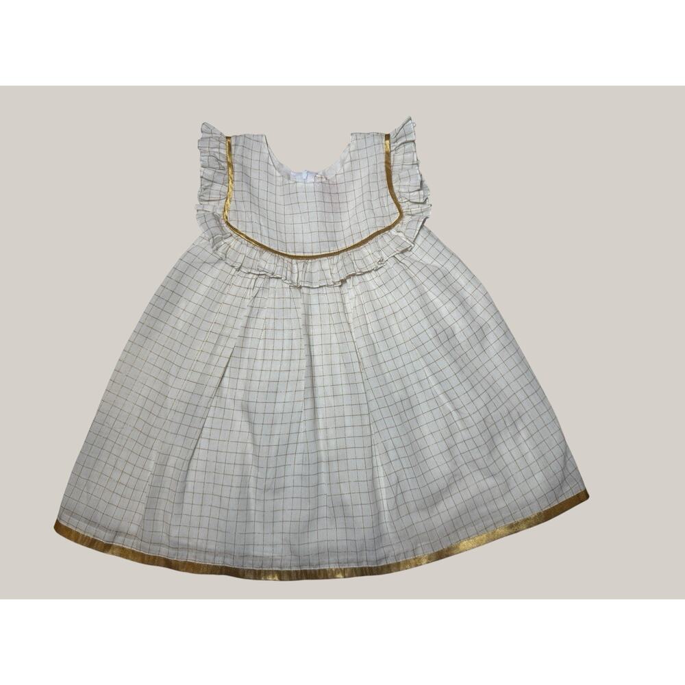 Venus Baby Girl Party Dress White Golden Size 20 (3T) Feminine Preppy